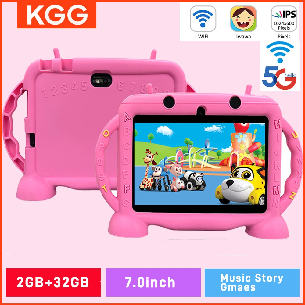 7.0 ''Bambino Tablet 32GB Android 12 Custodia a prova 5G WiFi Google Doppia fotocamera Apprendimento Educazione Giocattolo Tablet Bambini Ragazzi Ragazze Regali