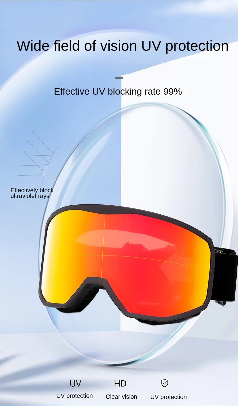 Winter ski goggles with UV protection, anti myopia, cylindrical double-layer anti fog ski goggles