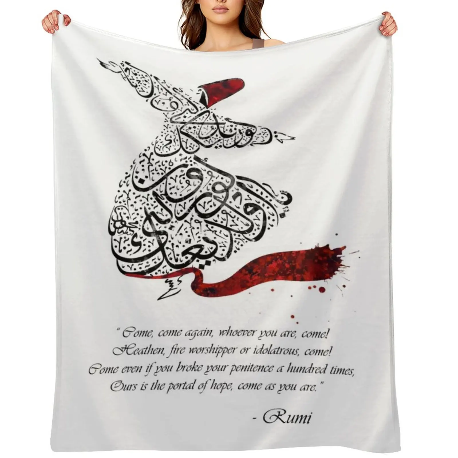 

Rumi Quotes Calligraphy Vertical Throw Blanket Hair Blankets For Bed Decorative Sofa Flannel Blankets