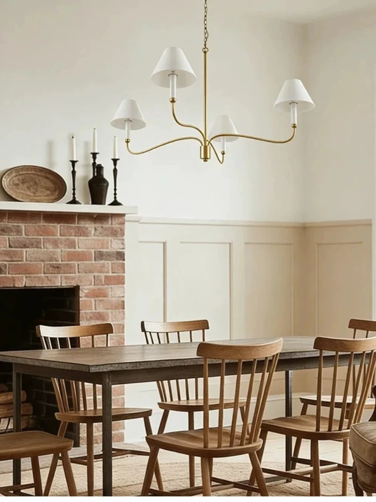 Retro and minimalist living room, dining room, bedroom chandelier, antique villa hotel, four headed branch chandelier