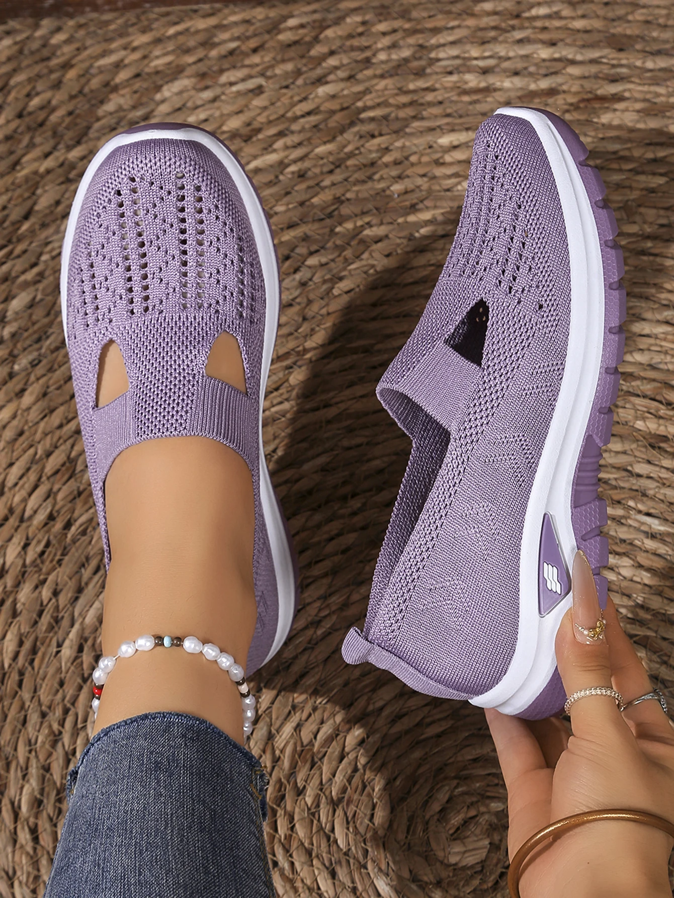 Atmungsaktive Mesh-Flachmules für Damen, leichte Slip-On-Wanderschuhe, bequem, vielseitig, für den täglichen Gebrauch, für Reisen im Freien, lässige Mutter-Schuhe – Detail 34