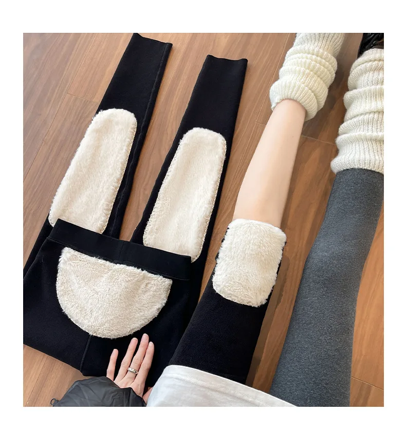 Women's Winter Fleece Lined Thermal Pants Elastic High Waist Slim Fit Thicken Legging Woman Waist Knee Protection Long Pants