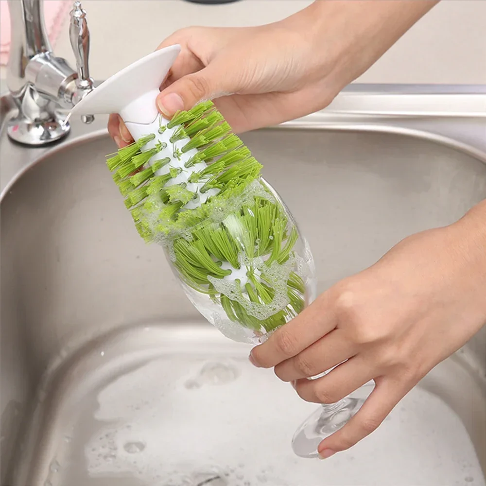 1PC  Suction Cup Base Cup Brush Glass Bottle Cleaning Brush Kitchen Rotating Water Cup Tea Cup Brush Cleaning Tool XB 079