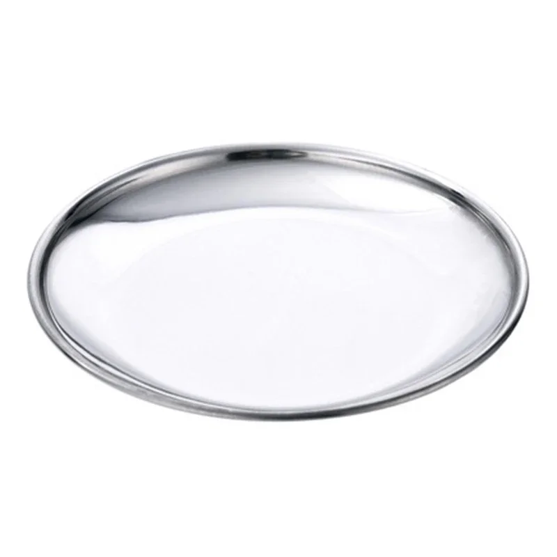 Silver Stainless Steel Tray Scandinavian Round Storage Tray Simple Snack Cake Display Metal Plate Photography Props Kitchen