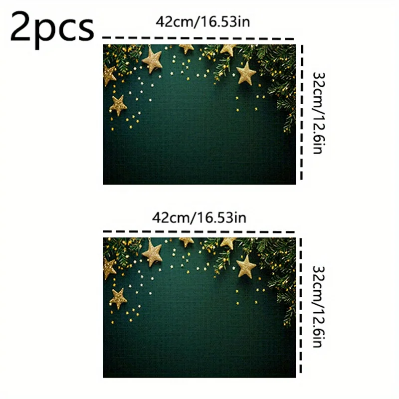 4‑Pieces Retro Green Star Christmas Table Runner for Home Hotel Kitchen Holiday Party Gift Table Decor