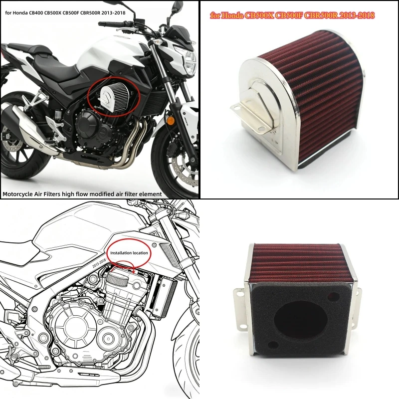 Motorcycle Air Filters high flow modified air filter element for Honda CB500 CB400 CB500X CB500F CBR500R 2013-2018