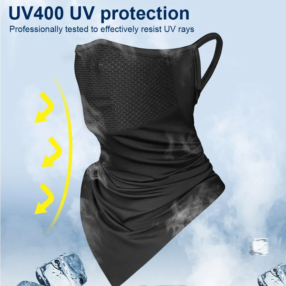 UV-Schutzmaske, Eisseide, atmungsaktiv, Reitmaske, schnell trocknend, Sonnenschutz, Ohrschal, Herren und Damen, Fahrrad-Halstuch, Kopfbedeckung