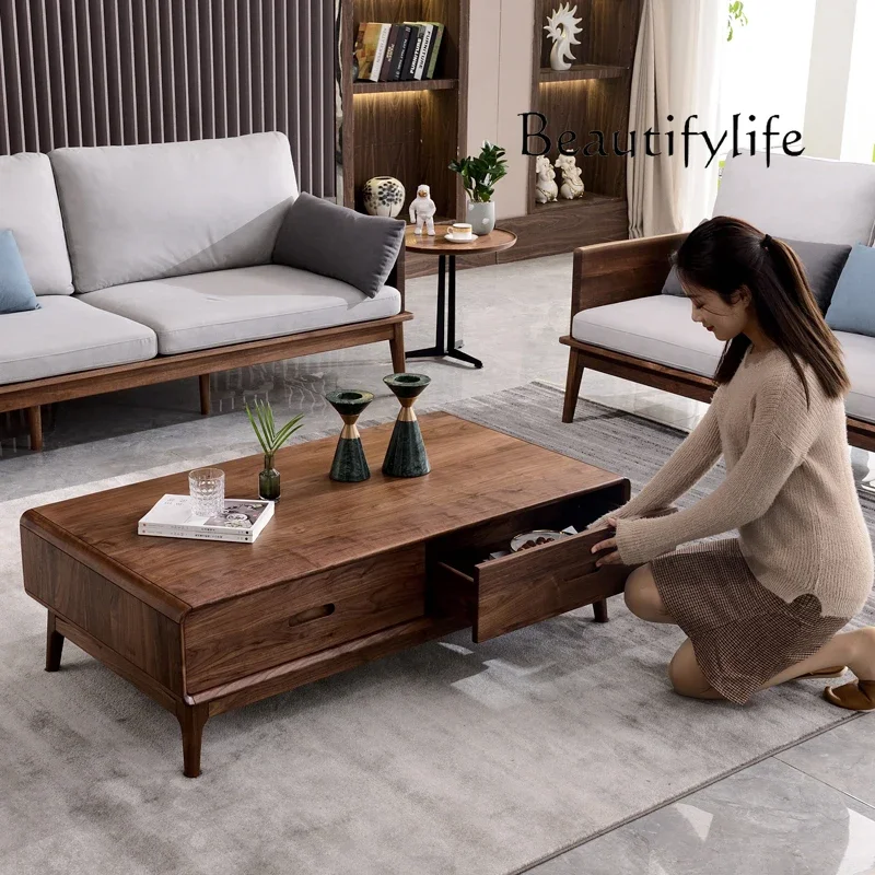

muebles para hogar North America Black Walnut Solid Wood Tea Table Modern Minimalist Living Room Home Nordic TV Cabinet