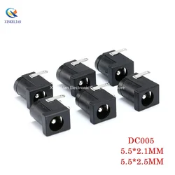 10-100Pcs/Lot DC-005 PCB Mount 5.5 x 2.1/2.5 mm Female DC Power Jack Plug Socket Connector DC005 Black 5.5*2.1/2.5MM