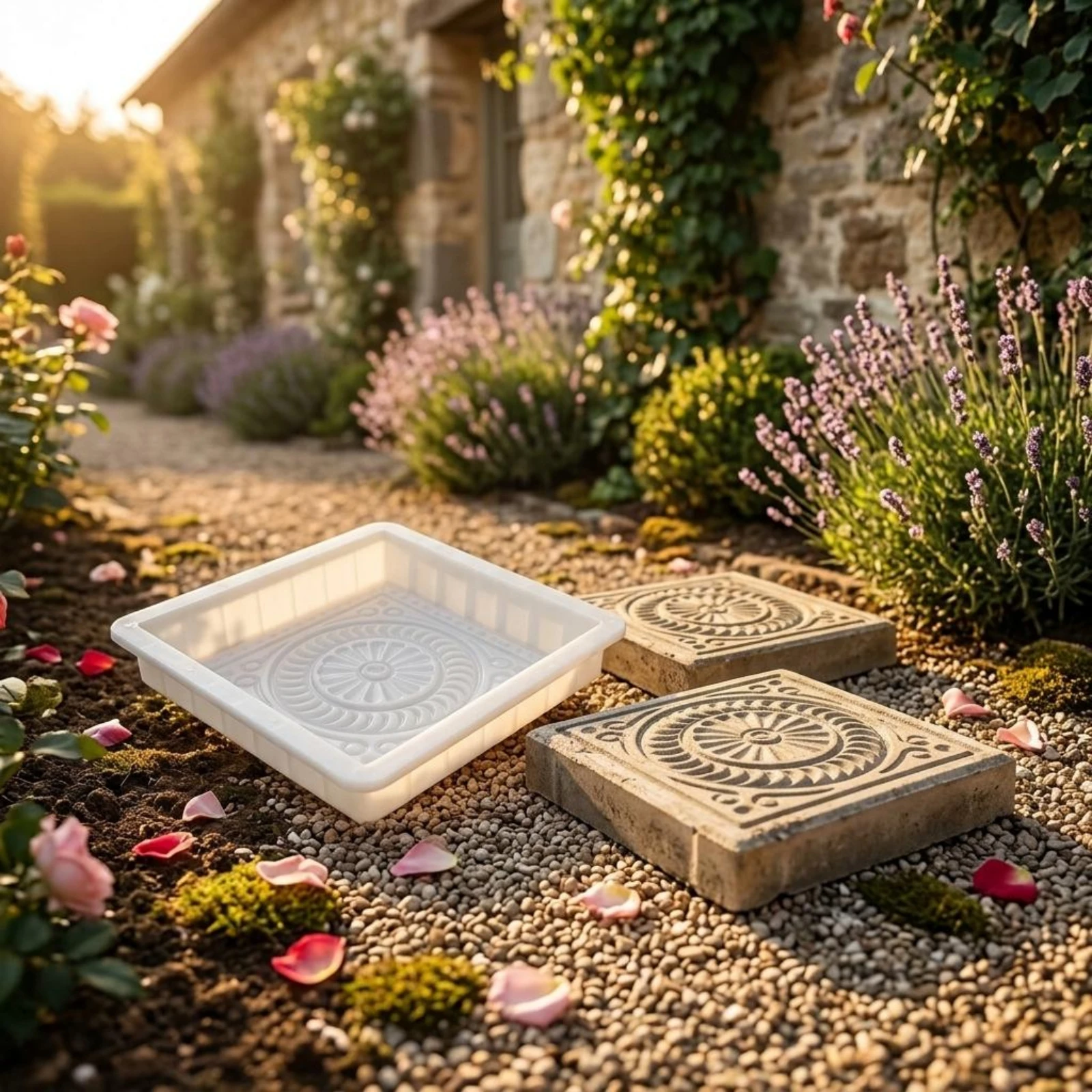 

Floor Tile Mold Embossed Plastic Tile Mold Garden Stone Form Ornamental Rings Building Supply Reusable