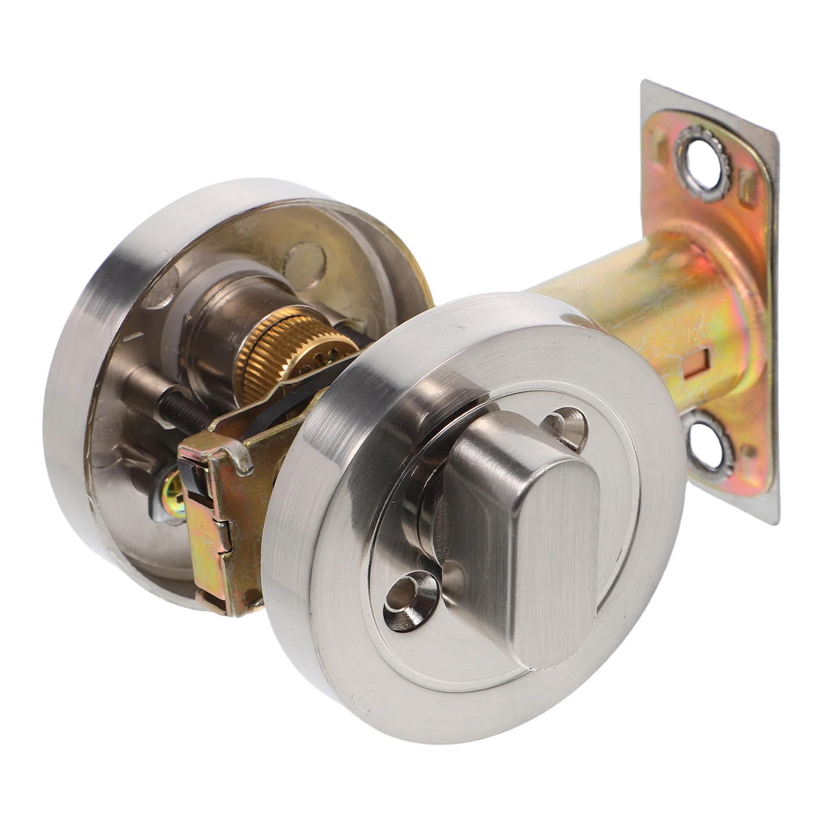 

Round Door Lock Zinc Alloy Single Cylinder Deadbolt Silver For Bedroom Bathroom Entry Doors Hidden Bolt Lock Smooth Surface Easy