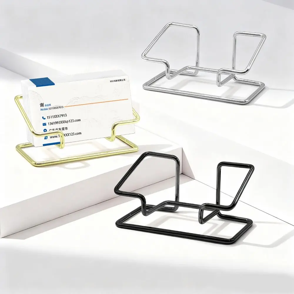 Iron Business Card Holder Tabletop Minimalist Desk Card Stand Large Capacity Multifunctional Card Organizer Conference Room