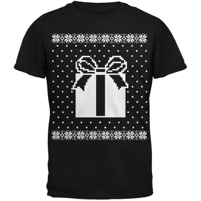 

Big Present Ugly Christmas Sweater Black Adult T Shirt