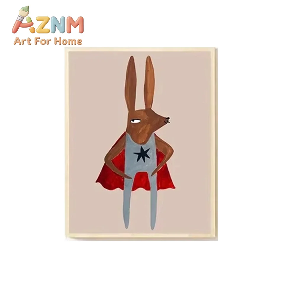 Nordic Ins Kids Canvas Wall Art ,Cute Cartoon Animals Positive Quote, Nursery Playroom Home Decor Gift for Kids