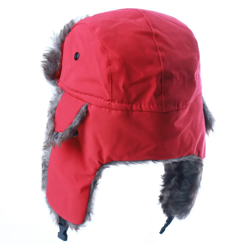 Men Women Winter Ski Hat Fluffy Faux Fur Cap Winter Russian Hat Trapper Bomber Warm Trooper Ear Flaps Cap Headwear Bonnet