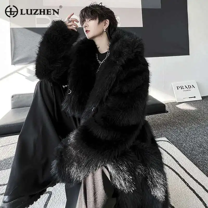 

Модное мужское пальто LUZHEN с утолщенной длиной из искусственного меха, свободный зимний Тренч большого размера, стильная ветровка в стиле Хай-стрит, оригинал E3b895