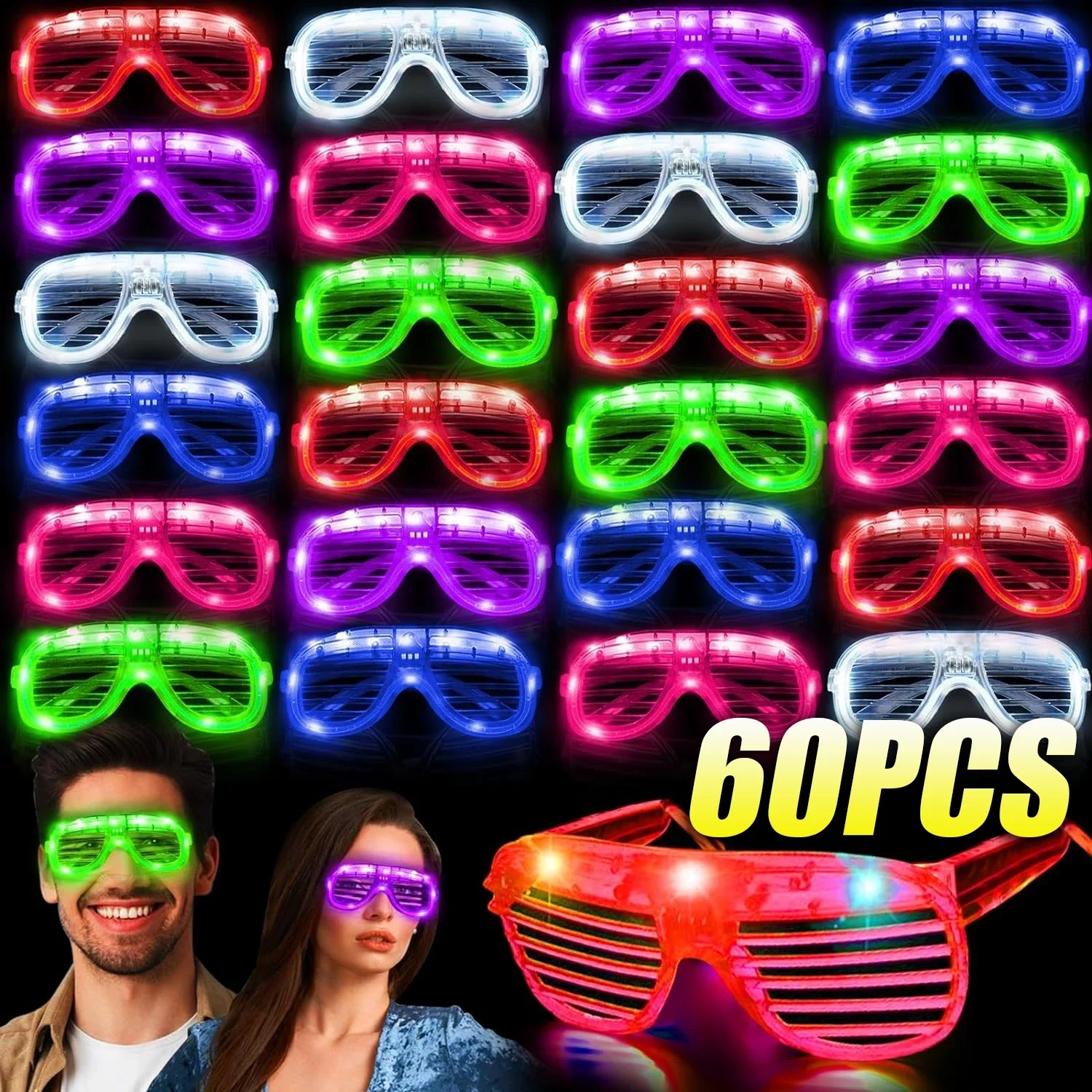 Glow in the Dark LED Eyeglasses 6 Neon Colors Blinds Lampshade Glasses Christmas Mardi Gras Birthday Neon Mardi Gras Party Glass