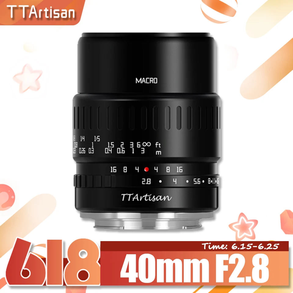 

TTArtisan 40 мм F2.8 APS-C Макрообъектив для камеры с насекомыми, ювелирных изделий, портретов, натюрморт, совместимый с Fuji XT30 Sony A7RIII Z M43