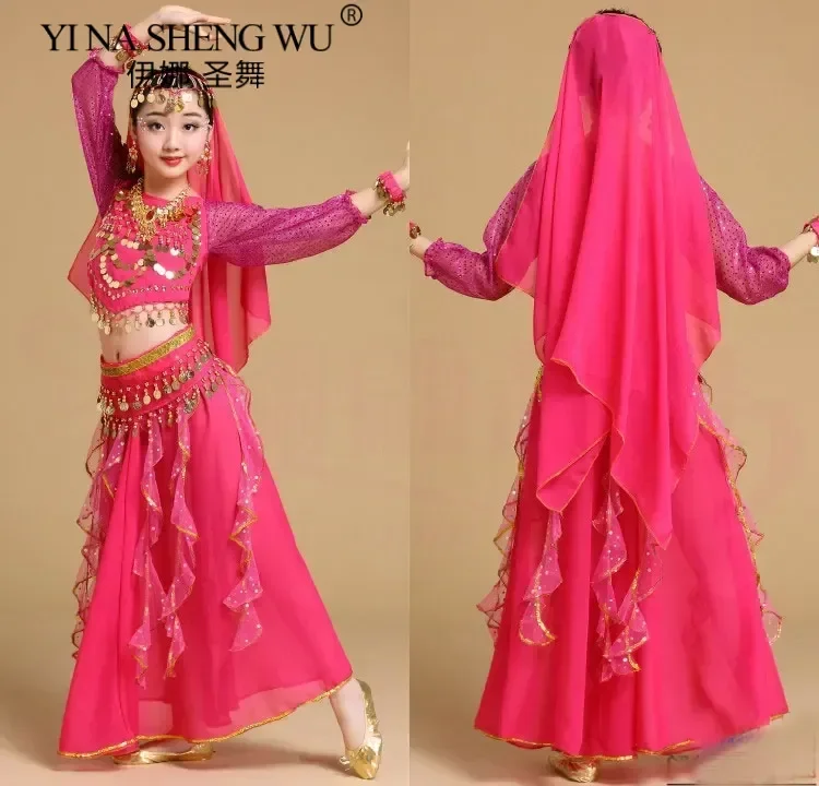 

Детские костюмы для танца живота, профессиональная индийская танцевальная одежда для девочек, египетский костюм для танца живота для девочек, Болливудский танец