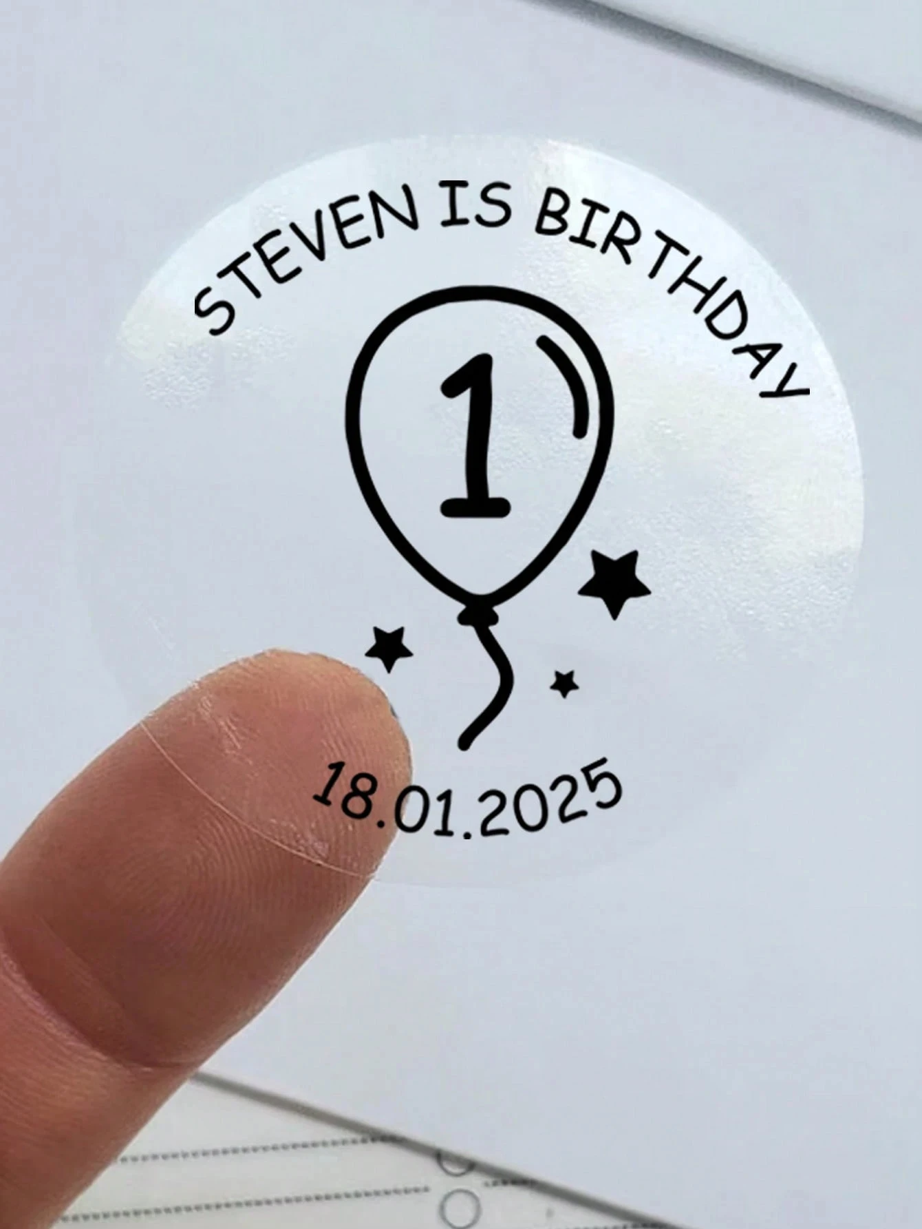 ملصقات عيد ميلاد مخصصة لتاريخ الاسم للأطفال نص شخصي لحفلات الأطفال الصغار #4