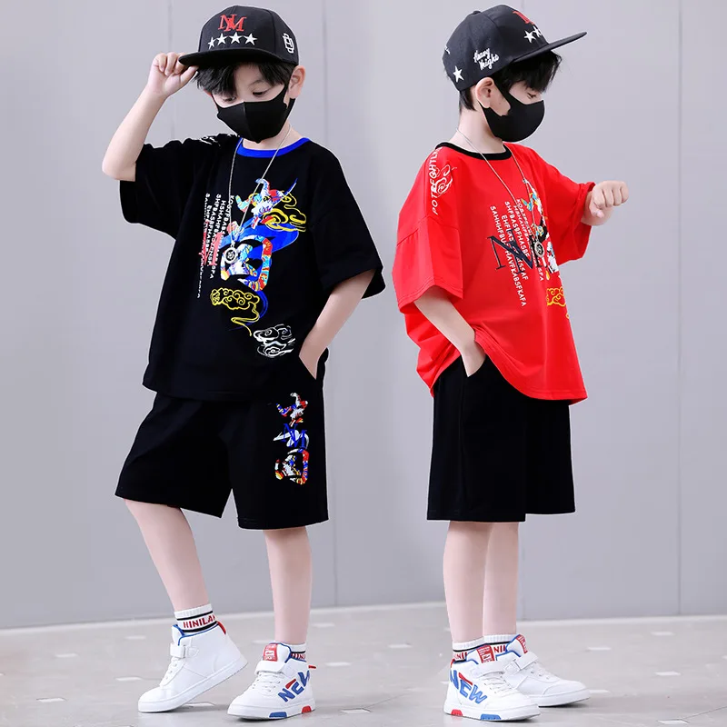 

Children Clothing Sets For Boy 2023 Summer New Fashion O-neck Short Sleeve Print Top & Shorts 2 Pieces Outfits Teenager Clothes