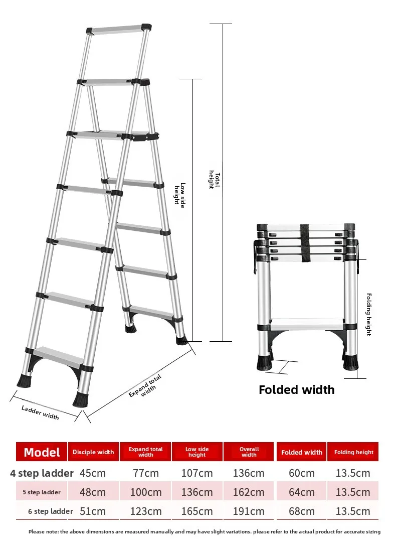Thickened aluminum alloy multifunctional household folding telescopic ladder herringbone ladder