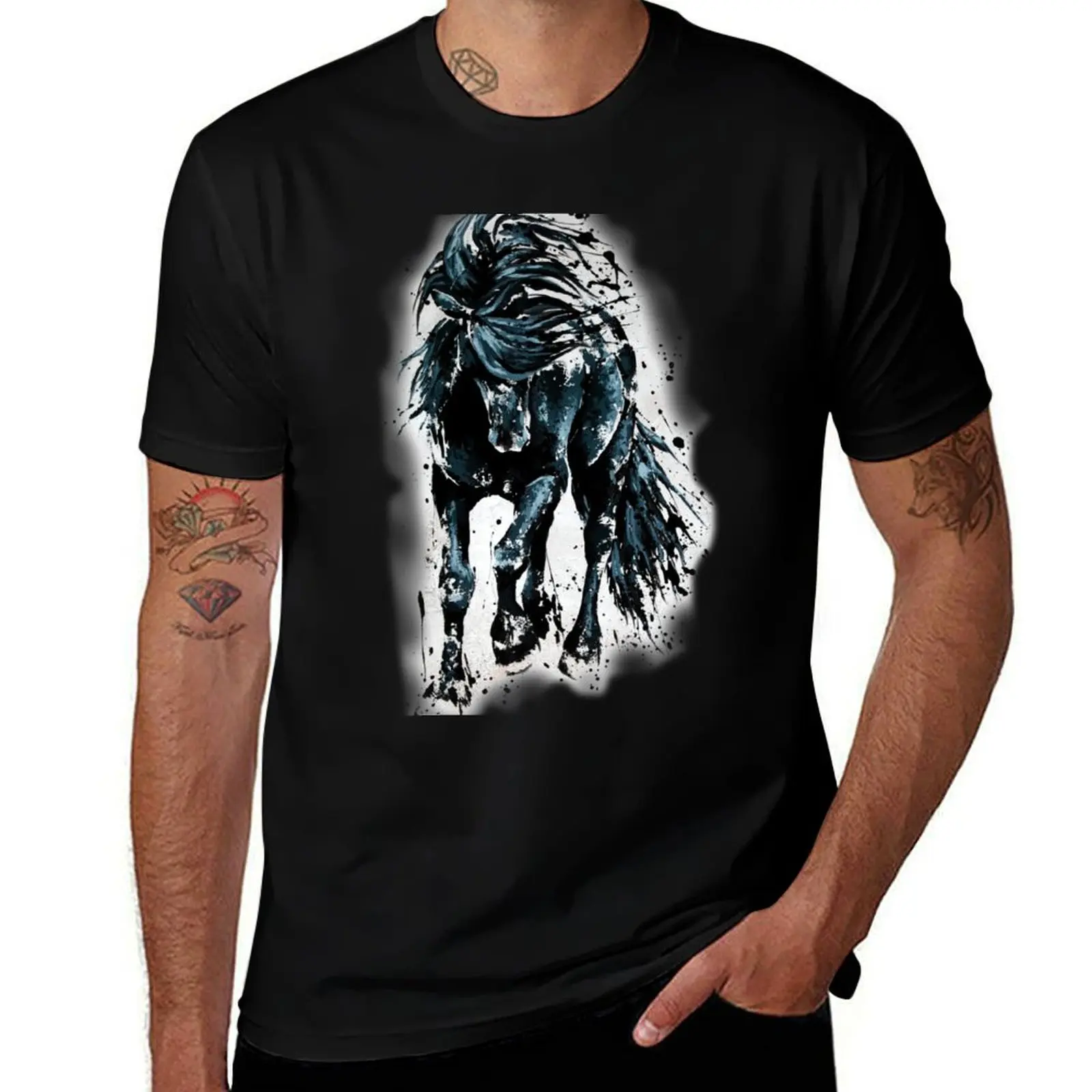 

Black Pearl Horse Painting T-Shirt man t shirt graphic t shirt man designer mens graphic t shirts T-shirt