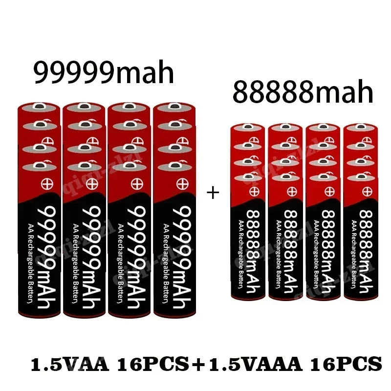 Nieuwe AA + AAA Batterij 1.5VAA Hoge Capaciteit 99999mAh + 1.5VAA88888mAh Alkaline 1.5V Klok Speelgoed camera Batterij Oplaadbare Batterij