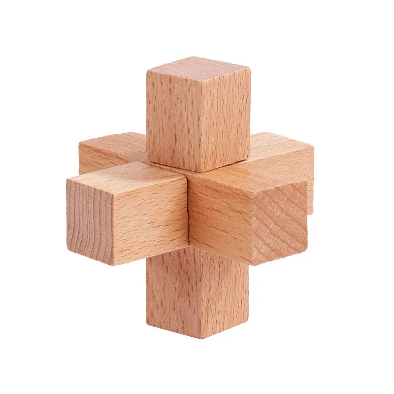 Easy Disentanglement Brain Teaser Interlocking Wooden Burr Puzzles LuBan Lock HaoHan Educational Toys For Kids Boys Girls view 3