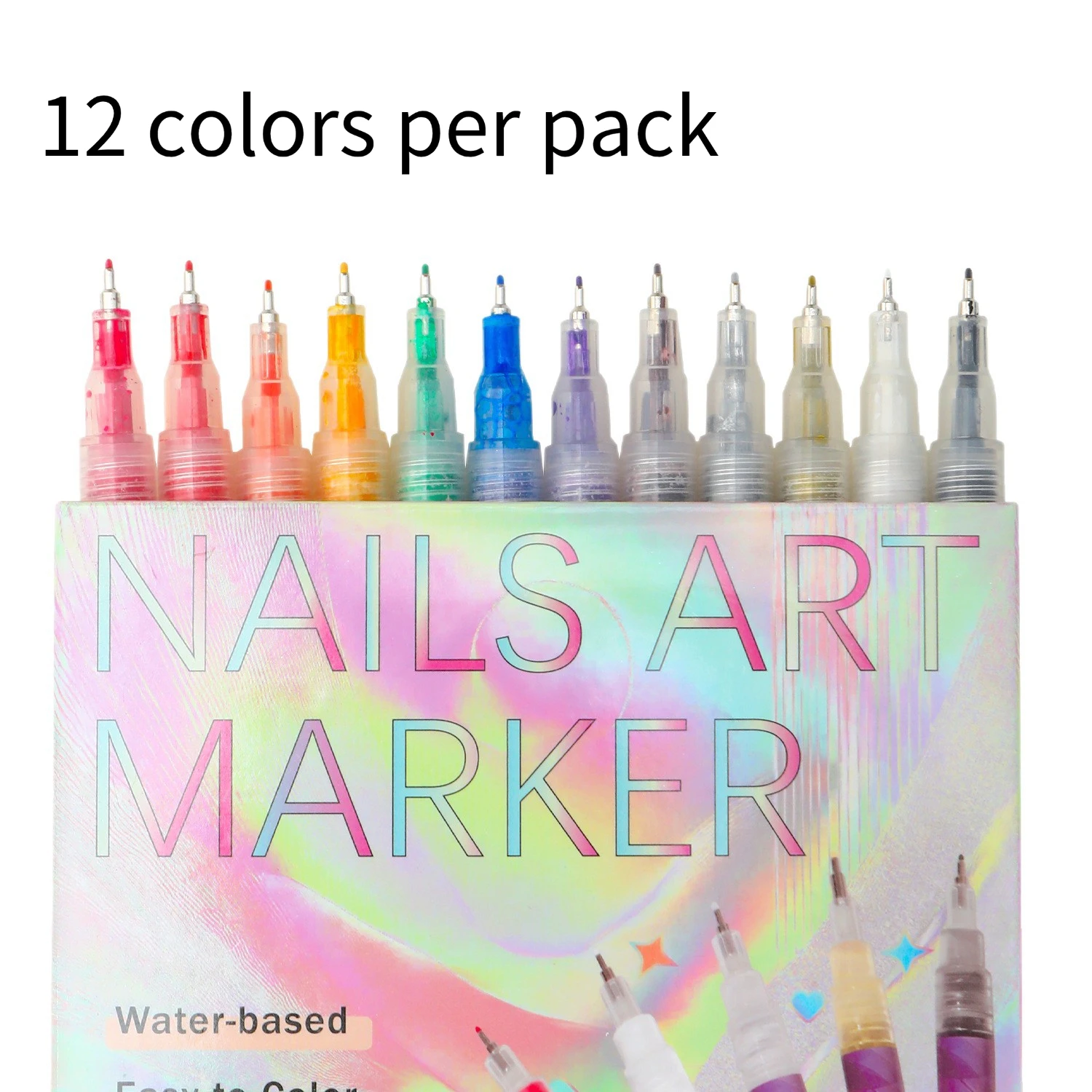 12 قطعة مسمار الفن أقلام 0.5 مللي متر غرامة خط هلام بطانة مجموعة أقلام رصاص مقاوم للماء سريعة الجافة مسمار علامات DIY بها بنفسك مانيكير الرسم