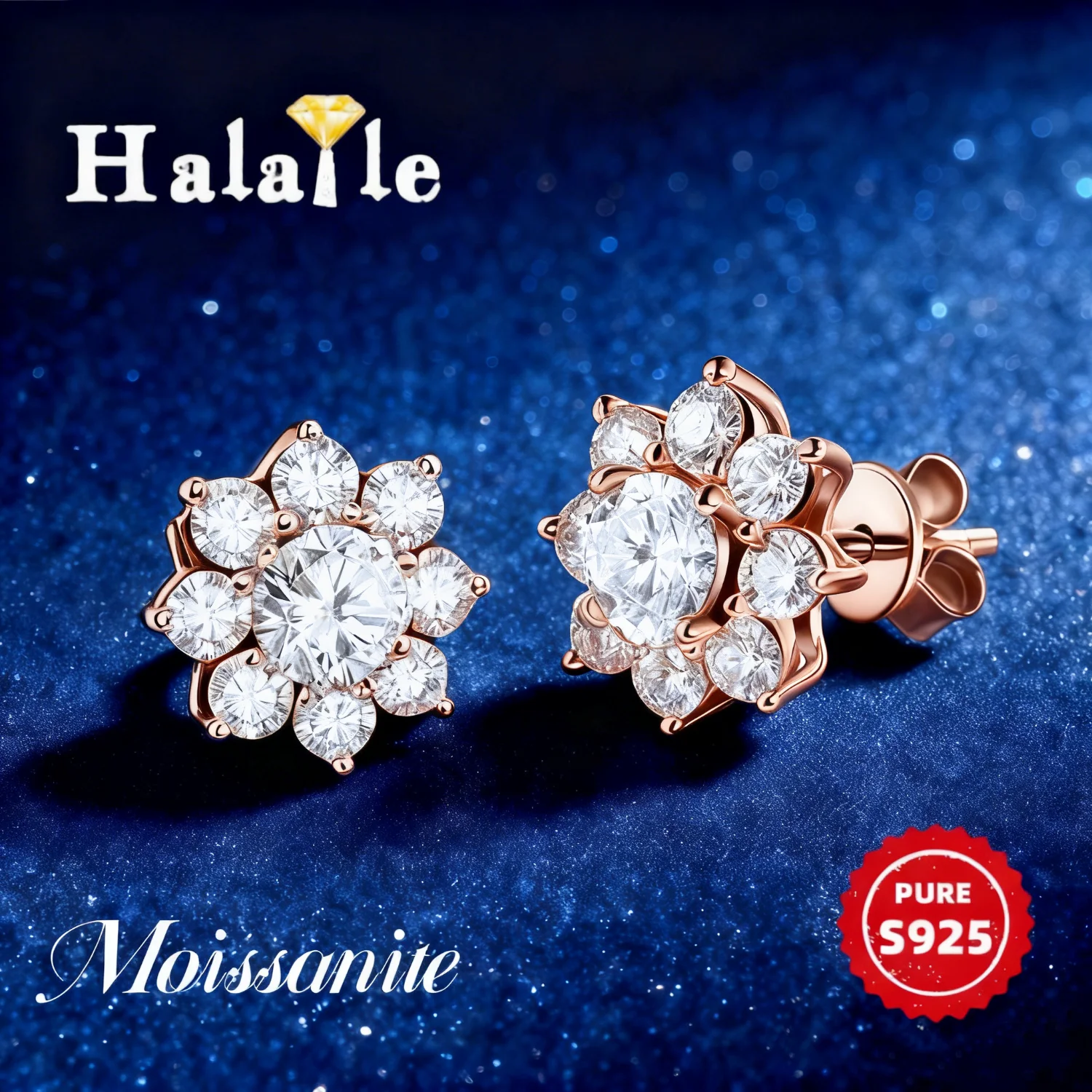 

Halaile 3-6CT D Color Moissanite Sunflower Stud Earrings S925 Sterling Silver Women Trendy Fine Jewelry Sparkling Luxury Gift