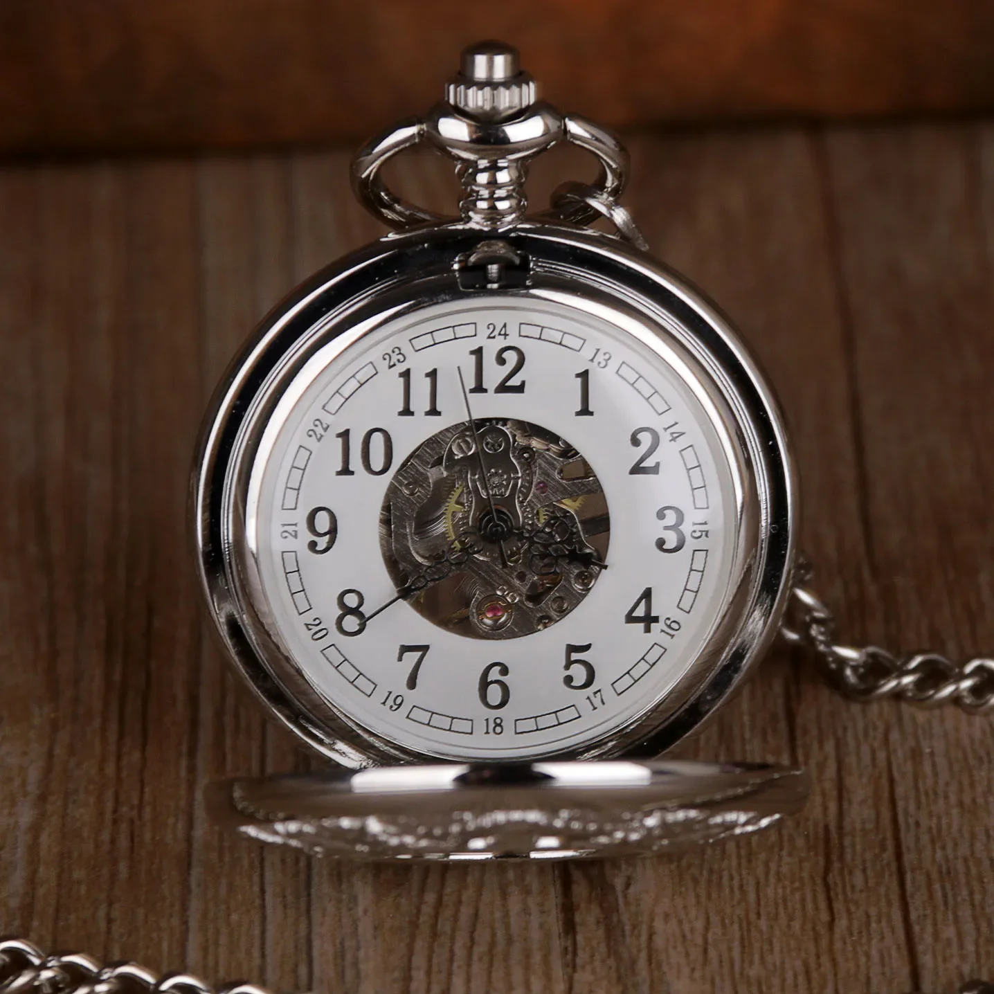 Antique Full Silver/Gold Stainless Steel Pocket Watch Mechanical Men Steampunk Vintage Hand-wind Engraved Fob Watch Clock Women