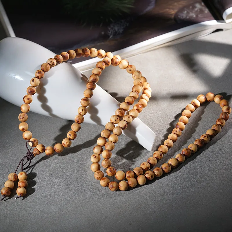 Taihang Thuja Burl Bird's Eye 108 Beads Single Wrap Mala Bracelet Medicinal Aroma Fidget Play Wenwan Wooden Beads
