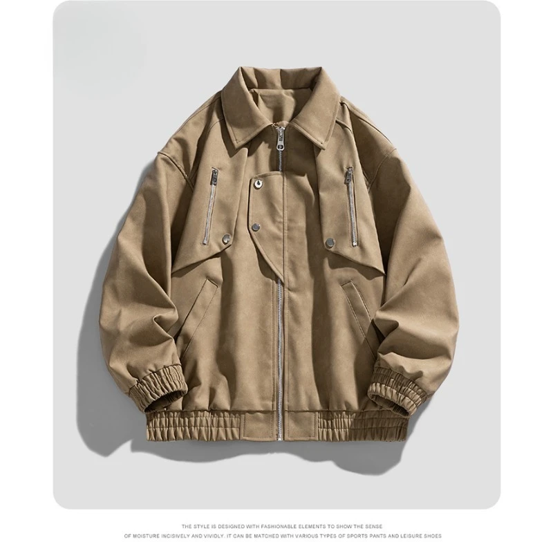 

Men's Jackets Spring and Autumn Jackets Fashionable and Casual Men's Wear Solid-color Coats Lapel Work Jackets Windproof Tops