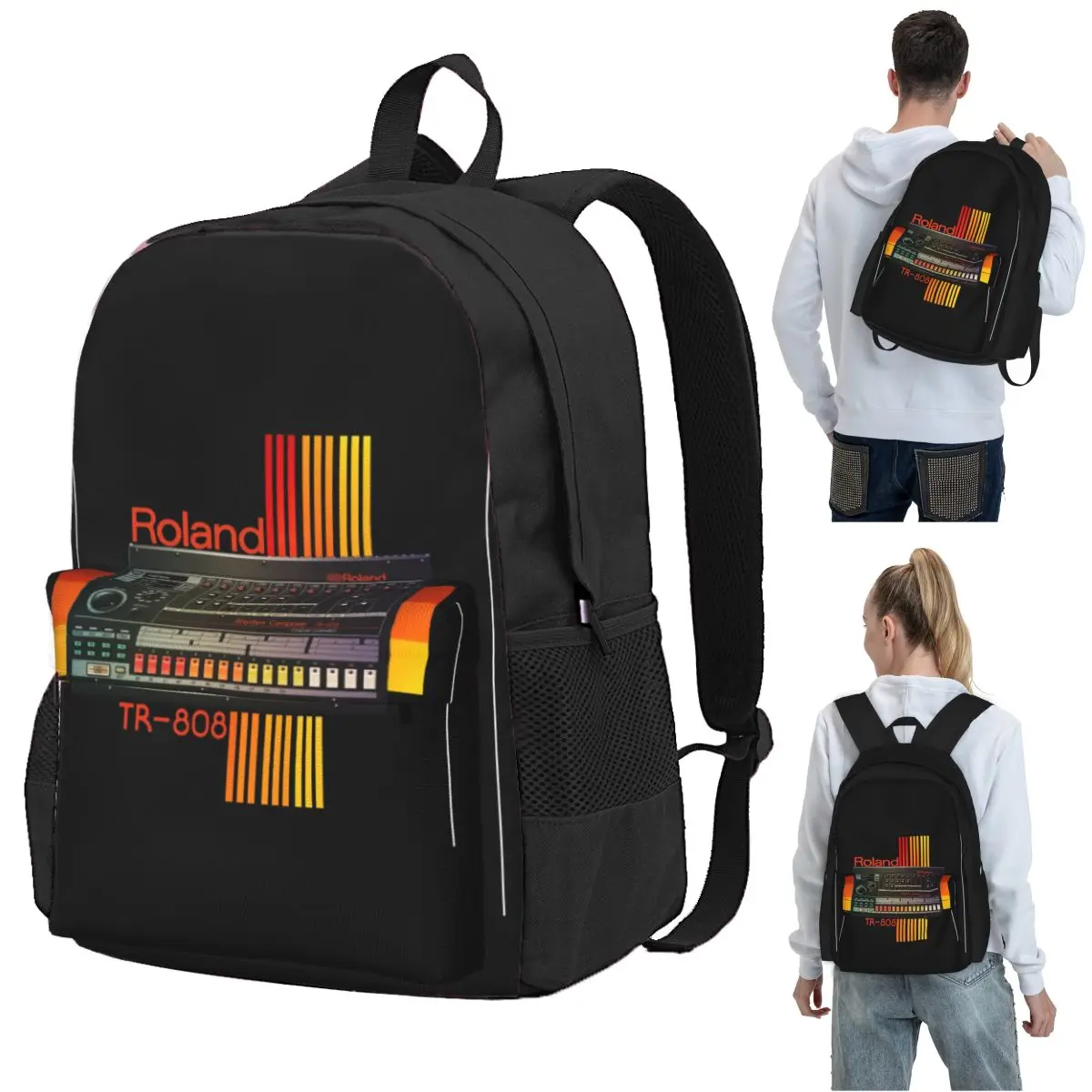 Roland Tr-808 Drum Machine Model Backpack Student BookBag Children School Bag Laptop Shoulder Bags for Boys Girls