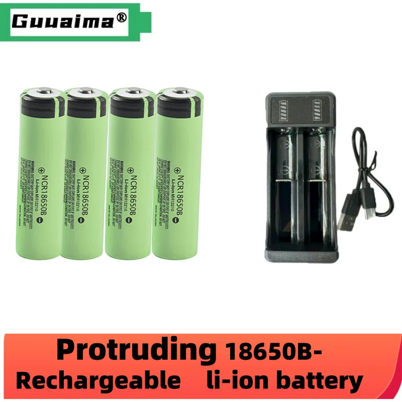 2024 protruding 18650 lithium battery NCR18650B 3.7V 3400mAh 34B+ USB charger,18650 cell flashlight batteries