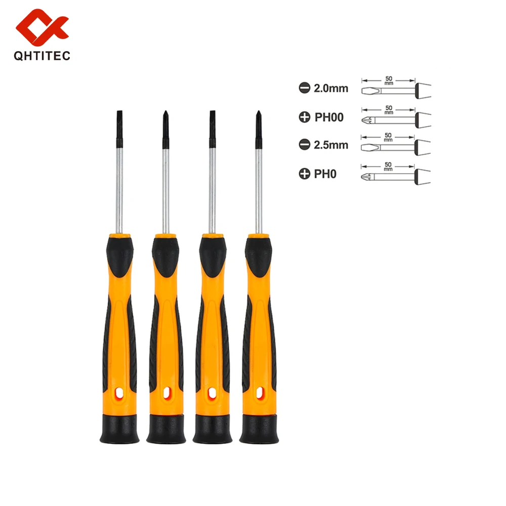 4PCS Precision Magnetic Screwdriver Set CR-V Phillips Slotted Screwdrivers Non Slip Handle Household Electronic Repair Hand Tool