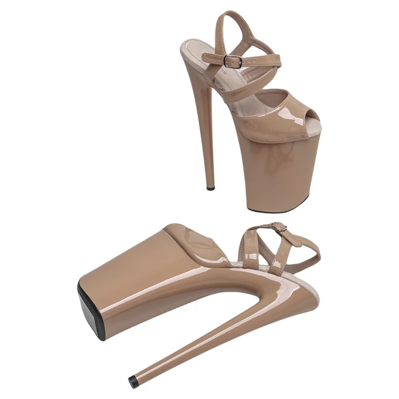 Leecabe  23CM/9inches Patent  PU Upper  sexy exotic High Heel platform party sandals stripper heel  Pole Dance shoes