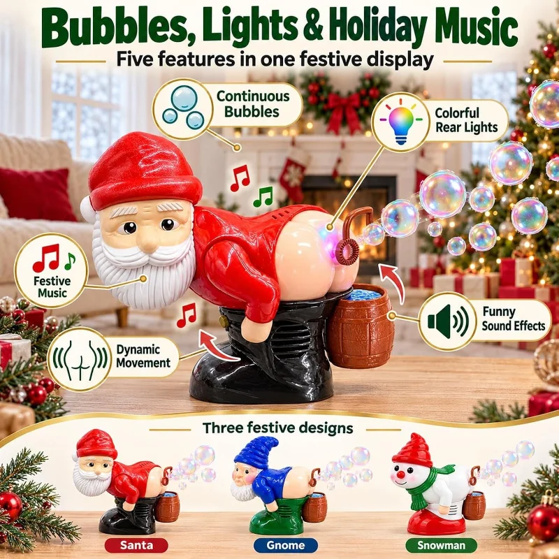 New Christmas Santa Fart Bubble Automatic Machine With Light Music Funny Halloween Christmas Party Gifts Desktop Decoration