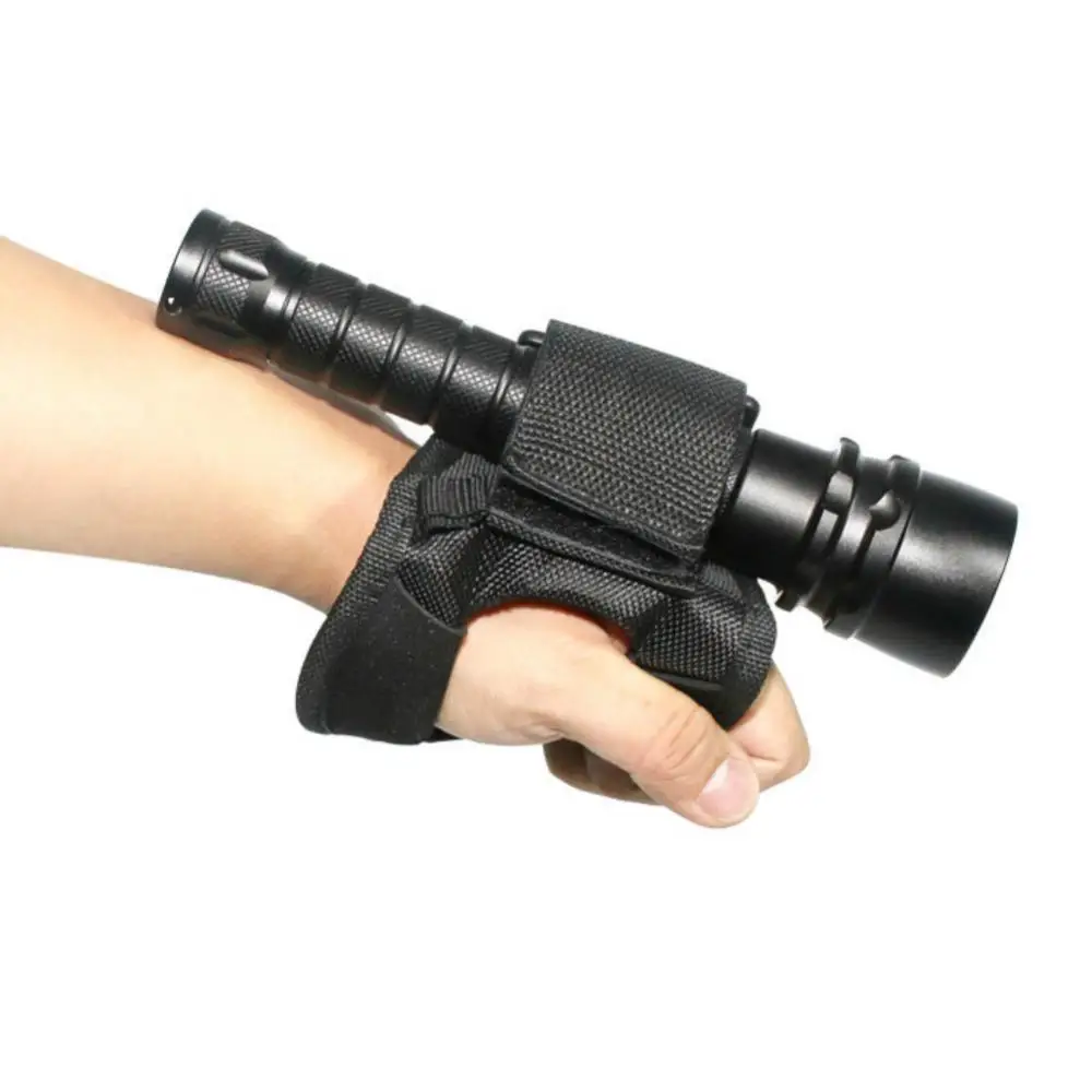 Outdoor Underwater Scuba Diving Dive LED Torch Flashlight Holder Hands Free Glove Black Neoprene Hand Mount Wrist Strap Glove