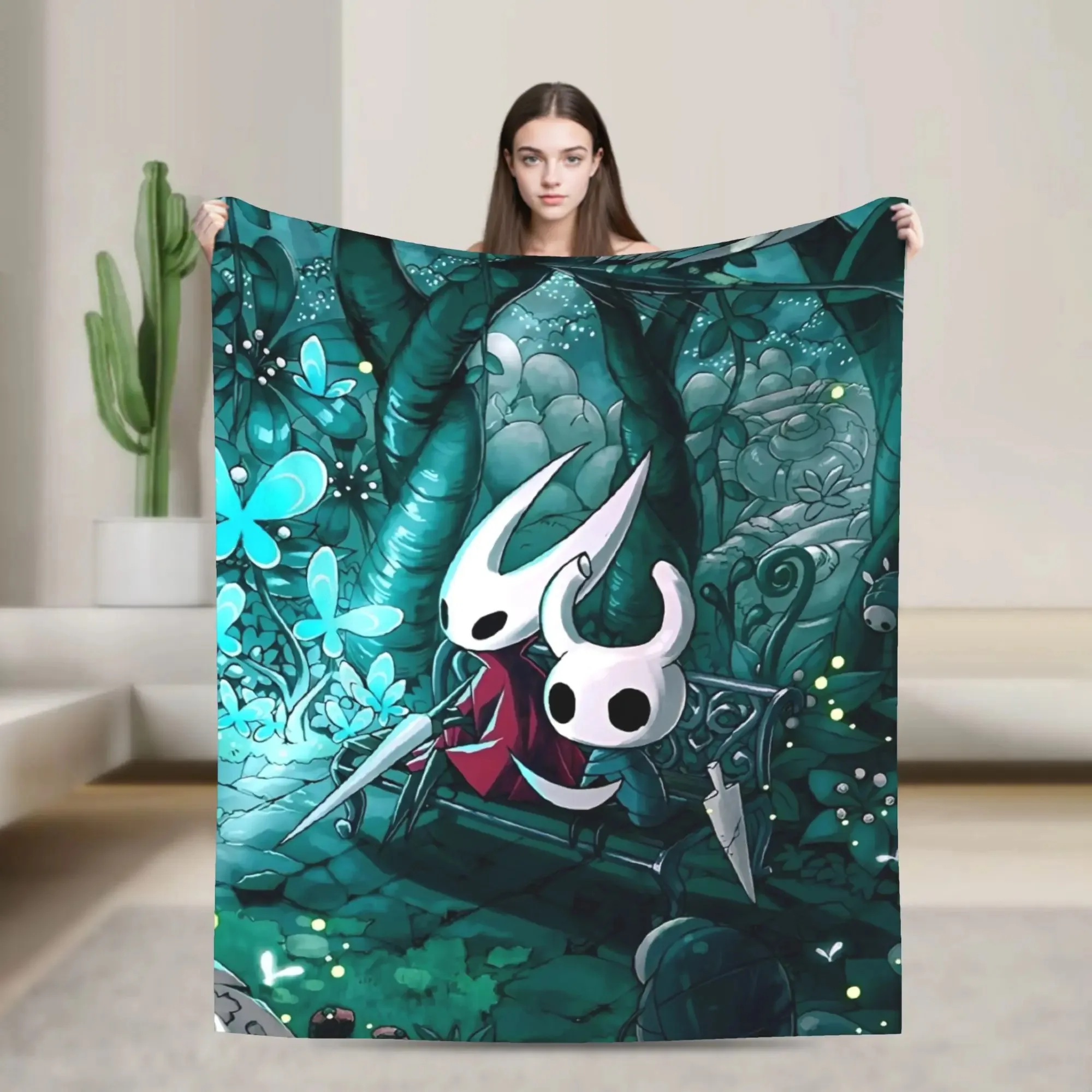 Manta de veludo Hollow Knight Silk Song Fran para outono e inverno, manta respirável muito quente para sofá-cama