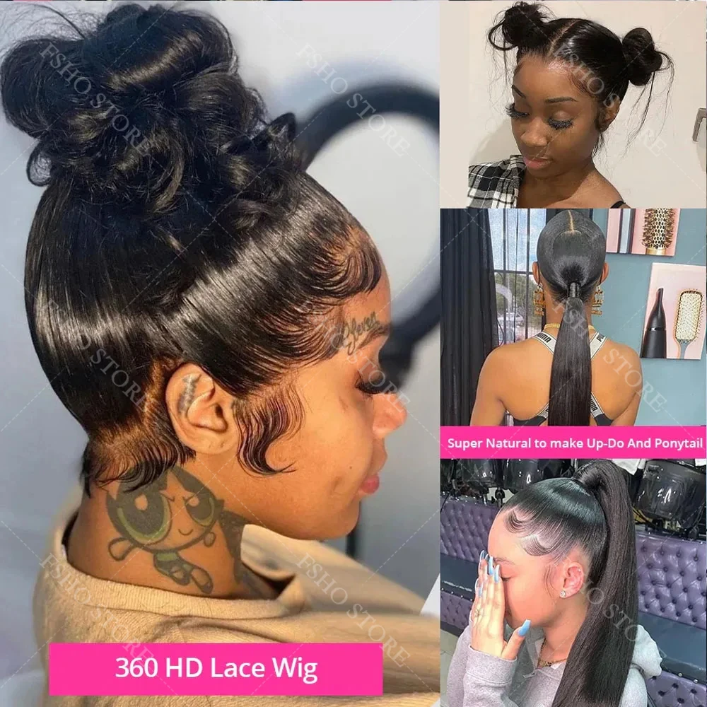 30 40 بوصة 360 كامل HD مستقيم الدانتيل الباروكات الأمامية 100_ باروكة من شعر طبيعي البرازيلي قبل قطعها الدانتيل الجبهة باروكة من شعر طبيعي