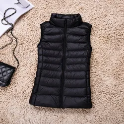 New Women's Lightweight Vest Down Jacket  Sleeveless Warm Autumn and Winter Short Style Stand Up Collar Down Jacket for Women