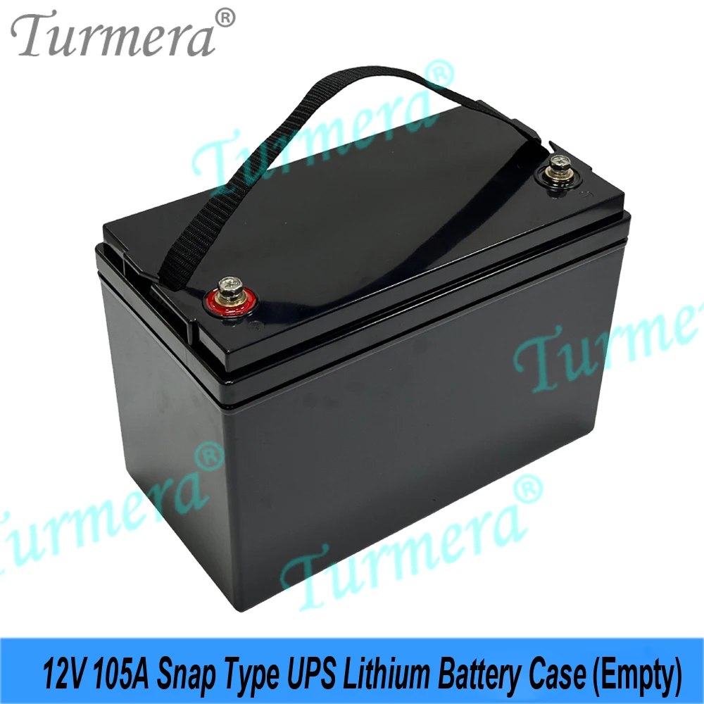Turmera 12V 105A Empty Snap-fit UPS Lithium Battery Case M8 Terminal LCD Displayer for 3.2V 90Ah 100Ah 105Ah Lifepo4 Battery DIY