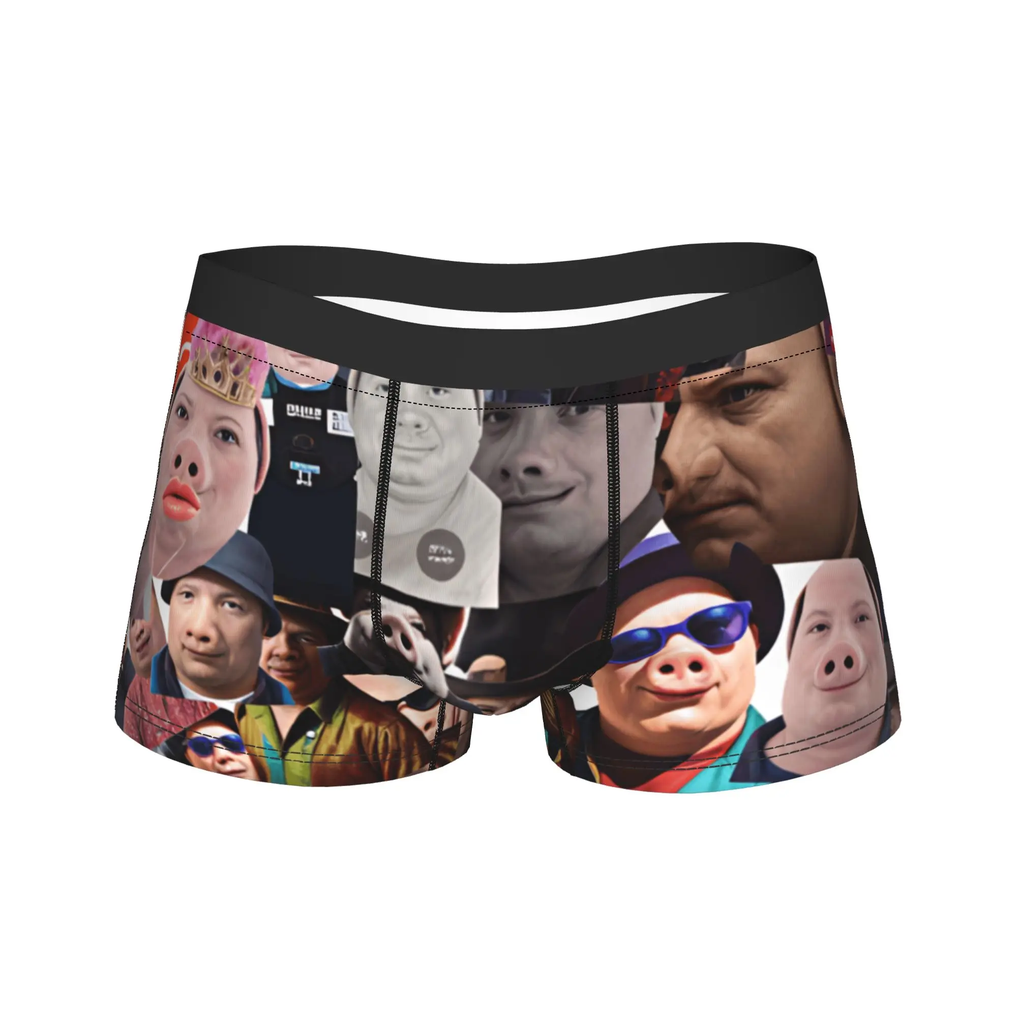 John Pork Viral Meme Photo Collage Underwear  Men Boxer Brief Novelty Trunk High Quality Pattern Oversize Panties