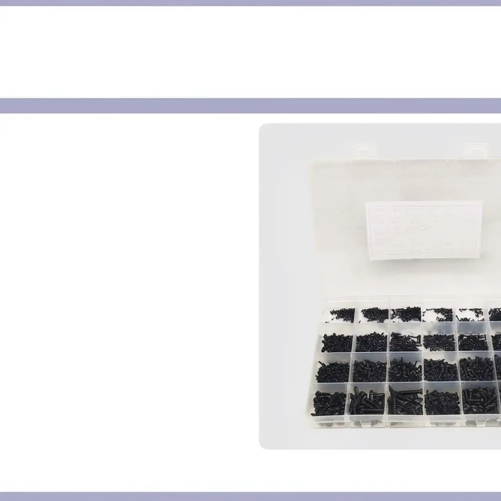 Assortment Box Micro Screws Set Black Finish Pan Head Phillips Drive Self Tapping Fasteners For Camera Watch Electronics