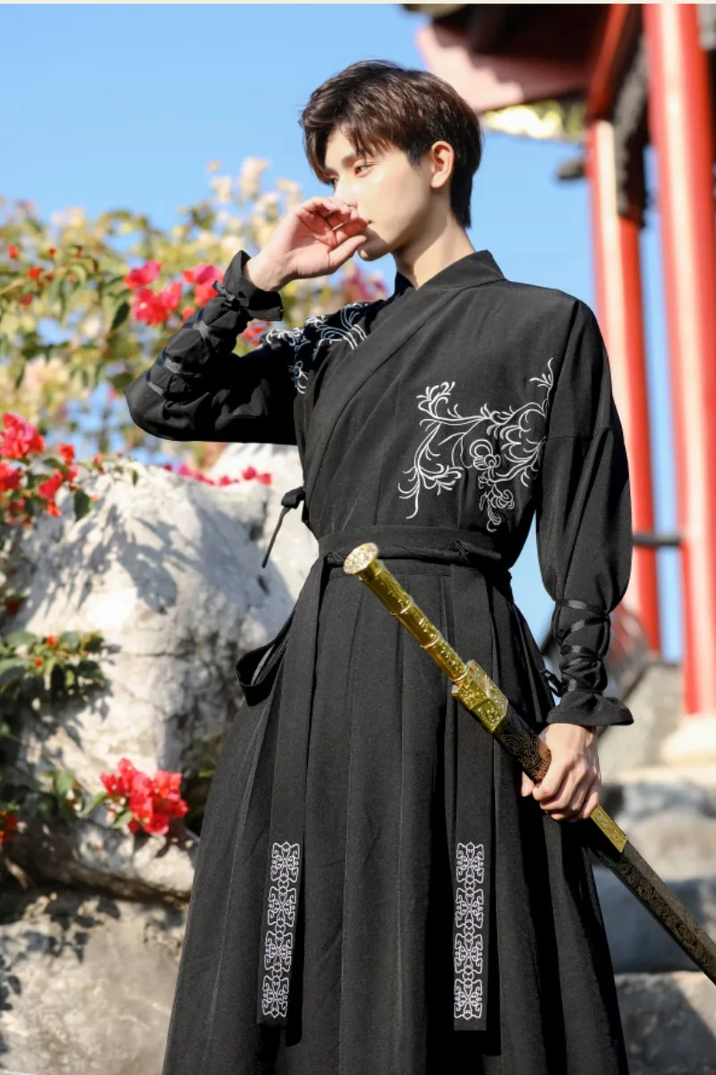 Ancient Chinese Dress Hanfu Men Traditional Embroidery Dresses China Style Martial Arts Cosplay Costume Kimono Student Uniform