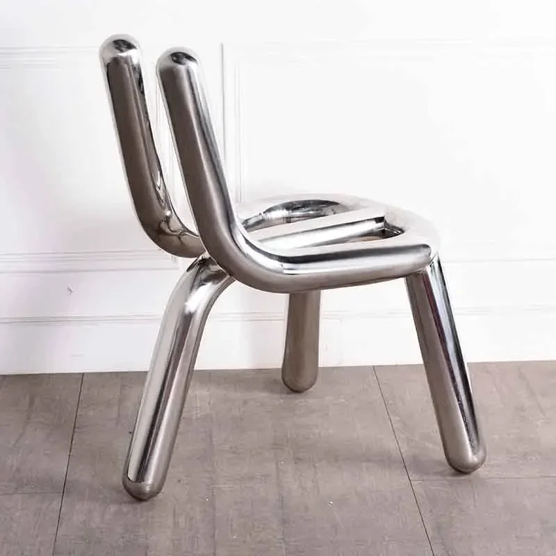 Nordic Furniture Luxury Stainless Steel Chairs Metal Curved Irregular Chair Creative Dining Chairs Art Stool Makeup Stool Seat