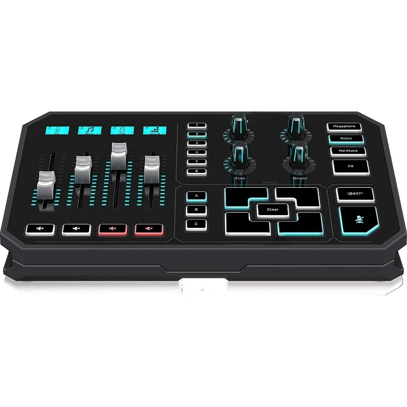 Online Broadcaster Platform with 4-Channel Mixer, Motorized Faders, Sound Board and Vocal Effects