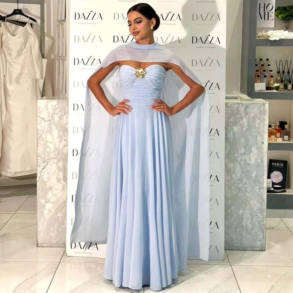 

Elegant Evening Dresses Sweetheart Sleeveless Chiffon Prom Dress Long Gala Wedding Guest Dress Customized فساتين سهرة